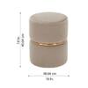 Doe Buck Gracy Velvet Round Ottoman in Beige Colour with Gold Band