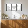 The Castle Decor Minimal Kitchen Wall Art Set of 3 12x18 Inch