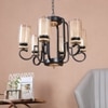 Eliante Golden Chandelier, 6 Lights, Mild Steel And Glass, Elegant Modern Ceiling Light Fixture