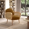 Arna Solid Wood Lounge Chair In Ochre Velvet
