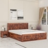 Keaton Sheesham Wood King Size Bed In Honey Oak Finish With Hydraulic Storage (72 x 78 inches)