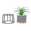 Highly Attractive Faux Plant With A Geometric Patterned Ceramic Pot In A Stand