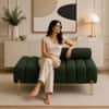 Doe Buck Luxury Boucle Accent Lounge Chair in Green Colour with Gold Metal Legs