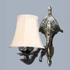 Devansh Gold Antique Wall Mounted Lamp With Off-White Cotton Shade