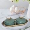 Metalsmith Metal Serveware Box Set of 3 with Tray Green Finish