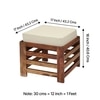 Houston Sheesham Wood Contemporary Stool in Jute White, Natural Teak Finish