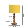 Devansh Yellow Cotton Table Lamp With Wood Natural Base (7X7X15.5 Inches)-6