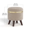 BLUEWUD Noah Round Engineered Wood Multipurpose Ottoman Pouffes Stool/Sitting Furniture Footrest Seat Pouf Puffy Foam Foot Stool with 4 Legs for Living Room Decor Home Furniture (Off-White)
