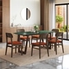 Adria Jade Green Marble 6 Seater Dining Table With 6  Lunar Dining Chairs (Finish : Jade Green, Chair Colour : Dark Coral)