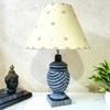 Wings Grey Beige Dotted Wooden Table Lamp in Grey