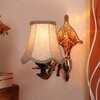 Devansh Gold Antique Wall Mounted Lamp With Beige Jute Shade