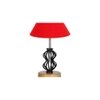 Amiyah Red cotton Table lamp with Wood & Iron Base