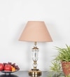 Ashurst Black & Antique Brass Finish Metal And Clear Crystal Glass Table Lamp With Beige Cotton Shade