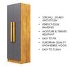 Hexa Red Wooden 2 Door Wardrobe with 4 Shelves in Giant Wood and Slate Grey Colour