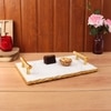 Rectangular Marble Tray with Gold Handle