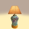 Devansh Conical  Beige Jute Shade  Lamp With  Wood & Mosaicglass Base For Decoration /Office/Home/Gifting/Study For Decoration /Office/Home/Gifting/Study -(10X10X14.5) Inches -