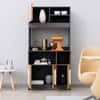 Hexa Red Crockery Unit Multipurpose Wooden Cabinet in Slate Grey And Giant Wood Colour