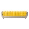 Resco  Velvet 2 Seater 4 Feet Ottoman Bench in Yellow & Cream  Color