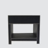 Ler Series Bedside Table in Black Leatherette and Pewter Nailhead Trims