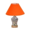 Devansh Conical Orange Cotton Shade Lamp With Wood & Mosaic Glass Base For Decoration/Office/Home/Gifting/Study For Decoration/Office/Home/Gifting/Study -(10X10X14.5) Inches -A