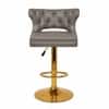 Doe Buck Verona Faux Leather Adjustable Bar Stool in Grey Colour with Gold Base