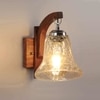 Devansh Solid Wood Electric Wall Light in Brown Colour with Transparent Shade Count of 1 Light