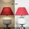 RAMZI Chrome Finish Metal And Frosted White Glass Table Lamp With Maroon Cotton Shade