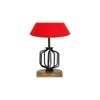 Dahlia Red cotton Table lamp with Wood & Iron Base