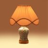 Devansh Off-White Vintage  Cotton Pleated Shade Lamp With Wood & Mosaic Glass Base For Decoration/Office/Home/Gifting/Study For Decoration/Office/Home/Gifting/Study