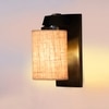 Devansh Solid Wood Electric Wall Light in Brown Colour with Beige Shade Count of 1 Light