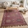 Tribal Moroccan Inspired Boho Rug Burgundy Geometric Tribal Area Rug Size 65 x 87 in