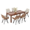 Atlas Crest Storage Solid Wood Dining Table With 6 Casey Swivel Chairs (Finish : Honey, Chair Colour : Beige & Tan)
