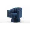 Morrow Swivel Solid Wood Round Chair in Navy Blue Colour