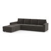 Apollo Compact Fabric Sectional Compact Sofa (Colour : Smoke, Cushion : Soft, Back Type : Regular, Seating Capacity : Left Aligned 3 Seater + Left Aligned Chaise)