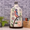 Feather Beauty Hand Painted Glass Shade Table Lamp with Wooden Base