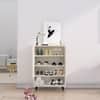 Hexa Red Engineered Wood Shoe Rack in Frosty White Colour