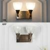 Minimal 2 Light Antique Brass Wall Light with Frosted White Glass