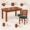 Globally Indian Bandhana Solid Sheesham Wood 4 Seater Dining Table Set 4 Chairs Teal Green