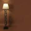 Symmetric Beige Jute Floor Lamp with Beige Jute Base