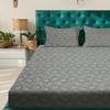 Light Grey Floral 180 TC Fitted 1 King  Bedsheet with 2 Pillow Covers