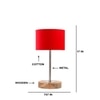 Devansh Red Cotton Table Lamp With  Natural  Wood Base  & Steel Pipe (7X17 Inches)-4