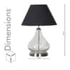 CRYSTAL Clear Glass Table Lamp with Chrome Base and Black Shade