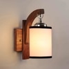 Devansh Solid Wood Electric Wall Light in Brown Colour with White Shade Count of 1 Light
