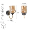 Florian Single Light Wall Fitting In Black And Brass Finish Metal With Amber Glass