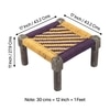 Riaza Sheesham Wood Vintage Set of 2 Foot Stools in Yellow & Purple Rope Canning