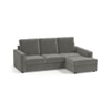 Apollo Compact Sofa (Colour : Ash Grey Velvet, Cushion : Soft, Back Type : High Back, Seating Capacity : Right Aligned 2 Seater + Right Aligned Chaise + Ottoman)