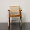 Rita Solid Wood Rattan Caning Accent Chair In Teak Finish