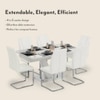 Caribu 4 To 6 Extendable Dining Table With 6 Seneca Chairs (Finish- White High Gloss)