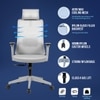 Veritas High Back Mesh Office Chair with Headrest in Grey Colour