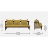 Heston 3 Seater Seater Wooden Sofa in Yellow Fabric